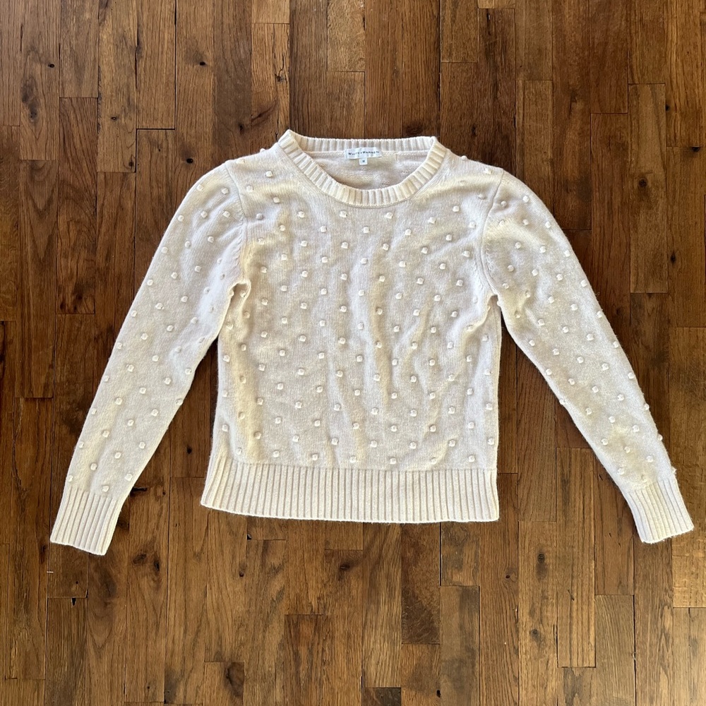 White + Warren - Sustainable Cotton Bobble Stitch Sweater in White
